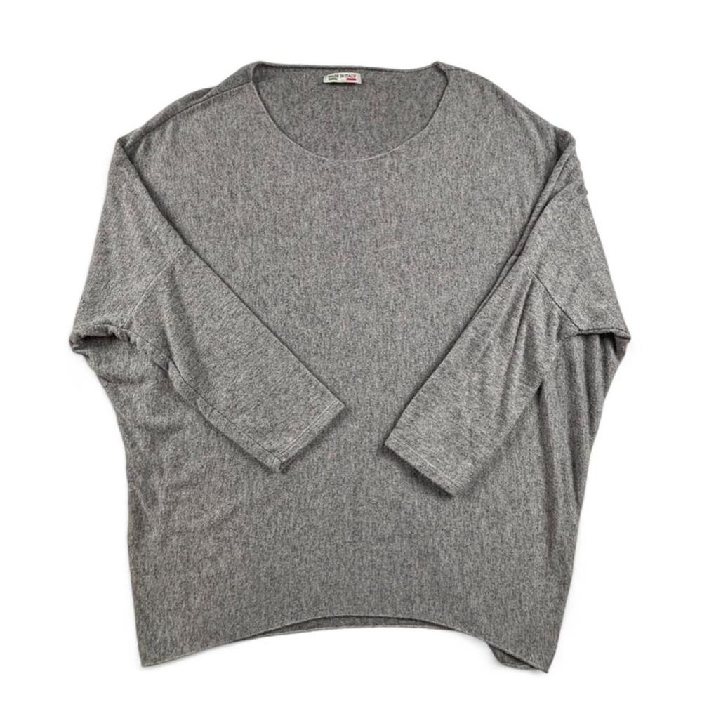 Made in Italy Gray Knit Sweater Women’s XL Oversized Lightweight Dolman Top